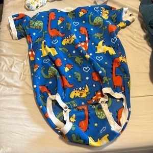 ABDL Dinosaur Onesie with Missing Snap, Fleece, Medium